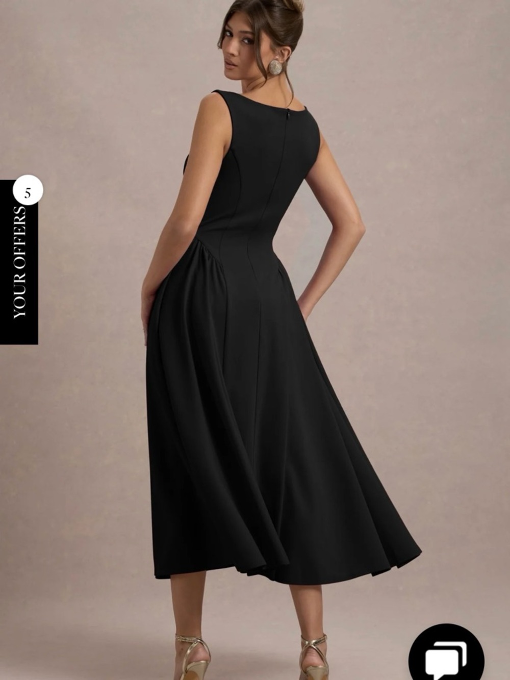 MURIEL
Black Boat-Neck Volume-Hem Midi Dress - Picture 2 of 3